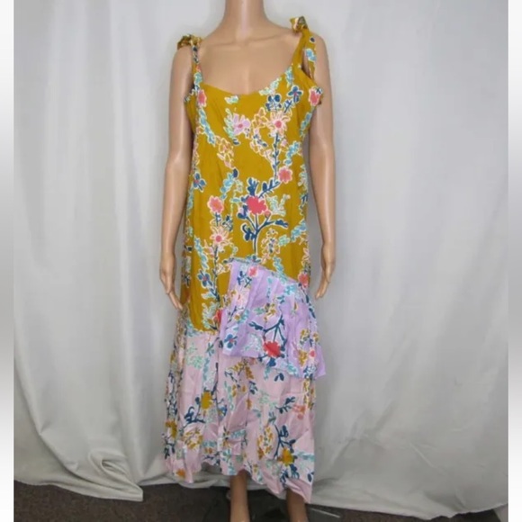 NWT Alivia The Lilly Fantasy Floral Sunshine slip midi tie shoulder summer dress - Picture 8 of 15